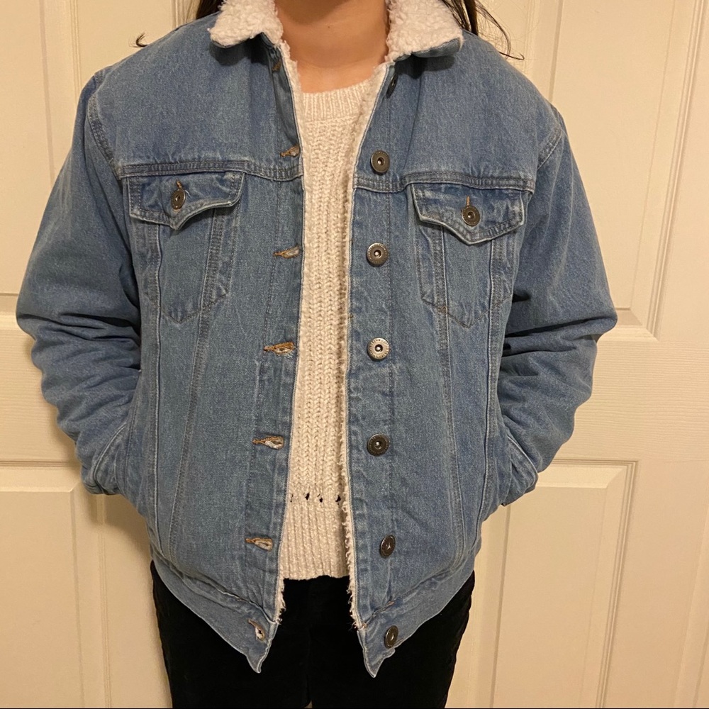 Denim Sherpa-Lined Trucker Jacket